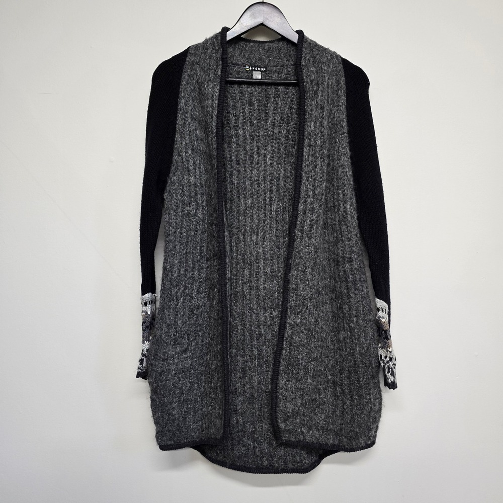 Smartwool CHUP Cardigan Women XS Gray Black Wool Blend Open Front Gorpcore